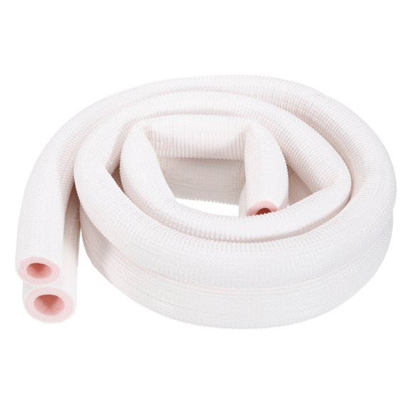 Uxcell HVAC Copper Pipe Insulation Foam Tube, 1/2", 3/4" ID 5ft Heat Preservation Insulated Tubing for Air Conditioning Mini Split Copper Line Set Water Pipes, White/Pink