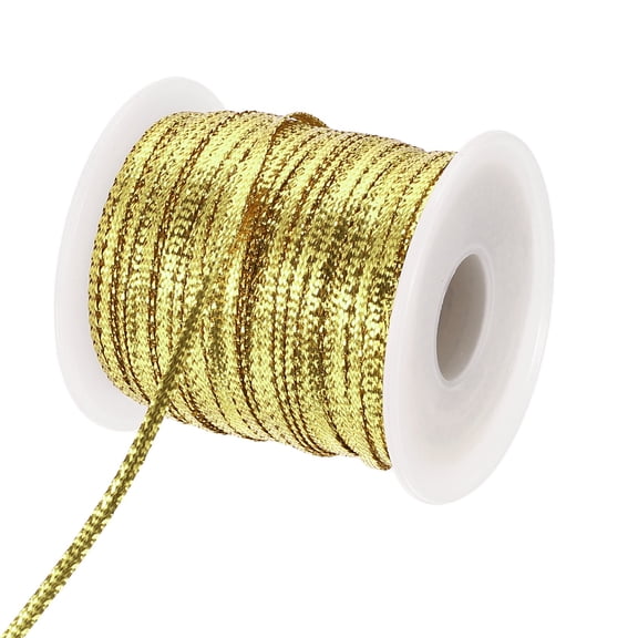 Uxcell Hair Strings for Braids (100m 1/8 Inch) - Metallic Hair Braiding String Band Hair Wrap String Dreadlock Braiding Rope, for Hair Braiding Twist, Light Gold