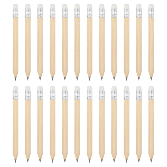 Uxcell Half Pencils Bulk, 24 Pack Short Round Wooden Pencils with White Eraser