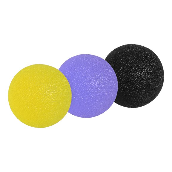 Uxcell Hand Exercise Balls, Squeeze Balls Stress Balls for Adults Grip Strengthening Occupational Equipment Purple/Yellow/Black