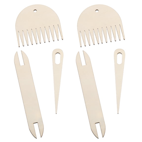 Uxcell Hand Loom Stick Set, 6pcs Knitting Tools Including Wood Weaving Crochet Needle Wooden Shuttle Wood Weaving Comb
