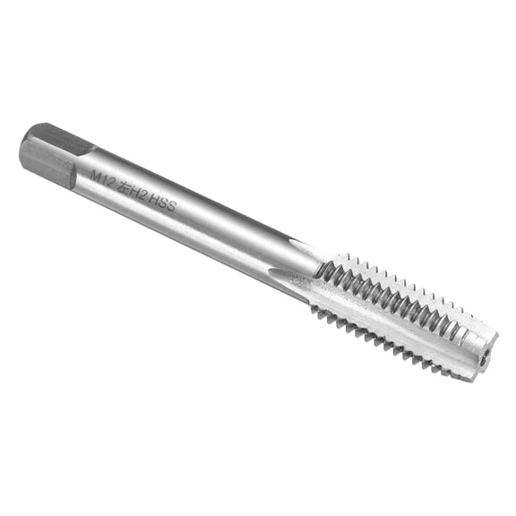 Uxcell Hand Plug Tap M12 x 1.75 H2 Metric Left Hand Thread Plug Style Taps Straight Flute Screw Tapping Threading Tool