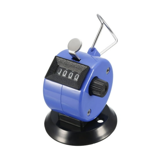 Uxcell Hand Tally Counter 4 Digit Number Mini Mechanical Counter Hand Held Clicker Plastic Blue 1pcs