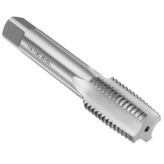 Uxcell Hand Taper Tap 1-1/4-7 UNC 2B Thread Taper Style Taps Straight Flute Screw Tapping Threading Tool