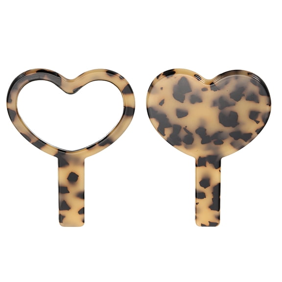 Uxcell Handheld Mirror, Heart-Shaped Hand Held Mirror with Handle Acetic Acid Vintage Portable Lightweight Cosmetic Supplies for Women Travel Makeup Salon, Tortoiseshell