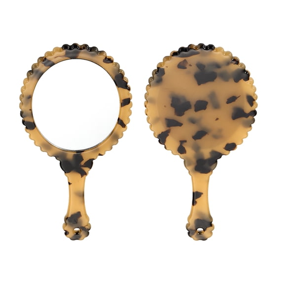 Uxcell Handheld Mirror, Oval Hand Held Mirror with Handle Acetic Acid Vintage Portable Lightweight Cosmetic Supplies for Women Travel Makeup Salon, Tortoiseshell