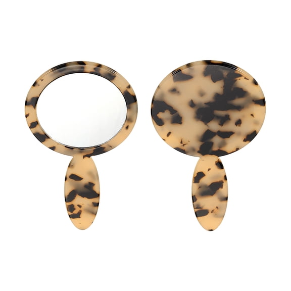 Uxcell Handheld Mirror, Round Hand Held Mirror with Handle Acetic Acid Vintage Portable Lightweight Cosmetic Supplies for Women Travel Makeup Salon, Tortoiseshell