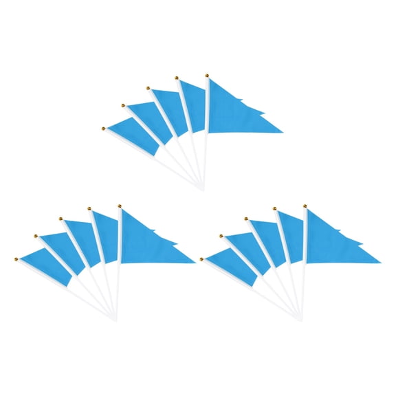 Uxcell Handheld Triangle Flag, Pennant Flags on Sticks Flags Small Mini Solid Blank Hand Held 15Pcs & Blue - Fit for (DIY Graffiti/Cheerleading/Party Events Celebration)