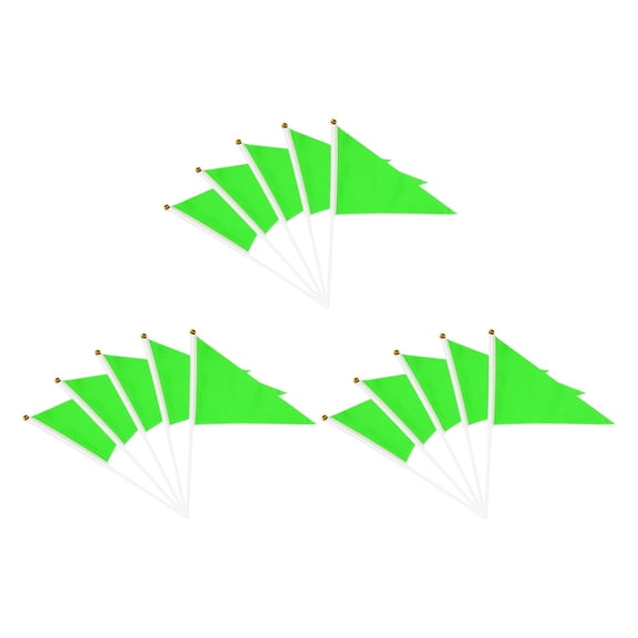 Uxcell Handheld Triangle Flag, Pennant Flags on Sticks Flags Small Mini Solid Blank Hand Held 15Pcs & Green - Fit for (DIY Graffiti/Cheerleading/Party Events Celebration)