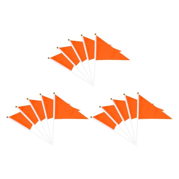 Uxcell Handheld Triangle Flag, Pennant Flags on Sticks Flags Small Mini Solid Blank Hand Held 15Pcs & Orange - Fit for (DIY Graffiti/Cheerleading/Party Events Celebration)