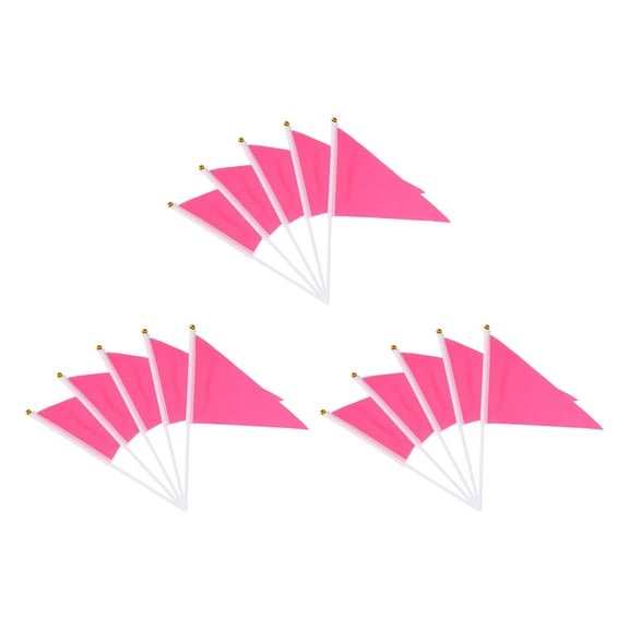 Uxcell Handheld Triangle Flag, Pennant Flags on Sticks Flags Small Mini Solid Blank Hand Held 15Pcs & Pink - Fit for (DIY Graffiti/Cheerleading/Party Events Celebration)