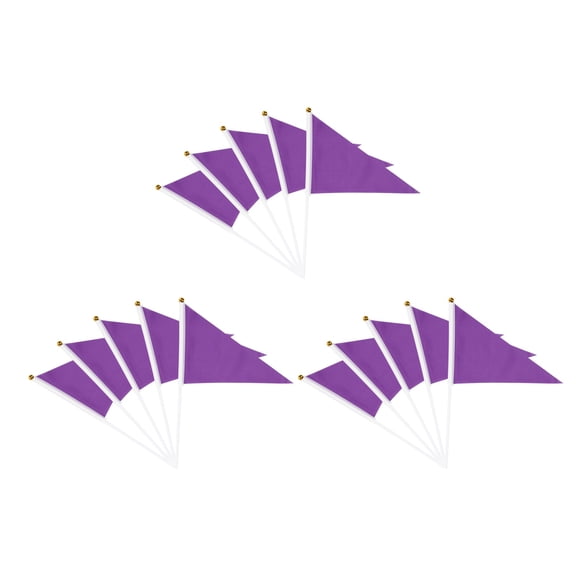 Uxcell Handheld Triangle Flag, Pennant Flags on Sticks Flags Small Mini Solid Blank Hand Held 15Pcs & Purple - Fit for (DIY Graffiti/Cheerleading/Party Events Celebration)