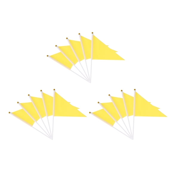 Uxcell Handheld Triangle Flag, Pennant Flags on Sticks Flags Small Mini Solid Blank Hand Held 15Pcs & Yellow - Fit for (DIY Graffiti/Cheerleading/Party Events Celebration)