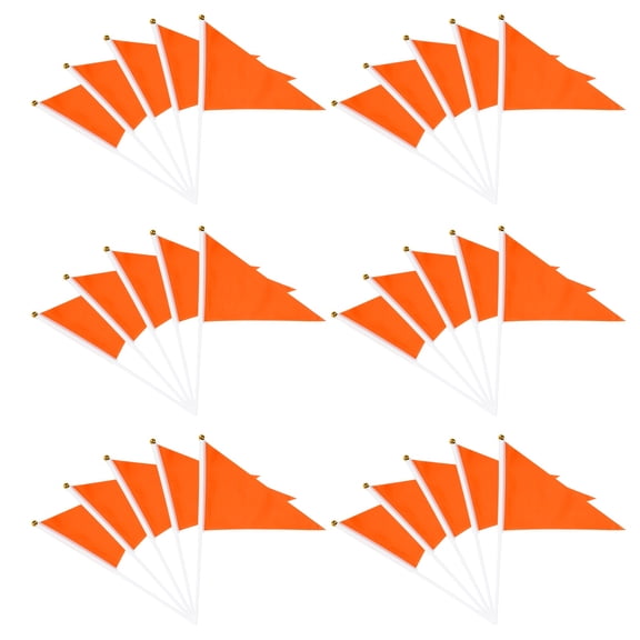 Uxcell Handheld Triangle Flag, Pennant Flags on Sticks Flags Small Mini Solid Blank Hand Held 30Pcs & Orange - Fit for (DIY Graffiti/Cheerleading/Party Events Celebration)