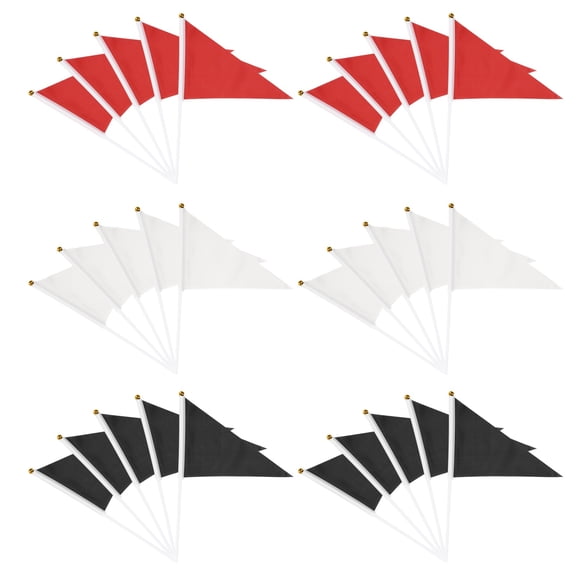 Uxcell Handheld Triangle Flag, Pennant Flags on Sticks Flags Small Mini Solid Blank Hand Held 30Pcs & Red/White/Black - Fit for (DIY Graffiti/Cheerleading/Party Events Celebration)