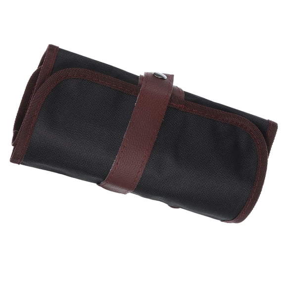 Uxcell Handmade 36 Slots Roll Up Pencil Case, Oxford Cloth Pencil Wrap Pouch Pen Holder Organizer Brown/Black