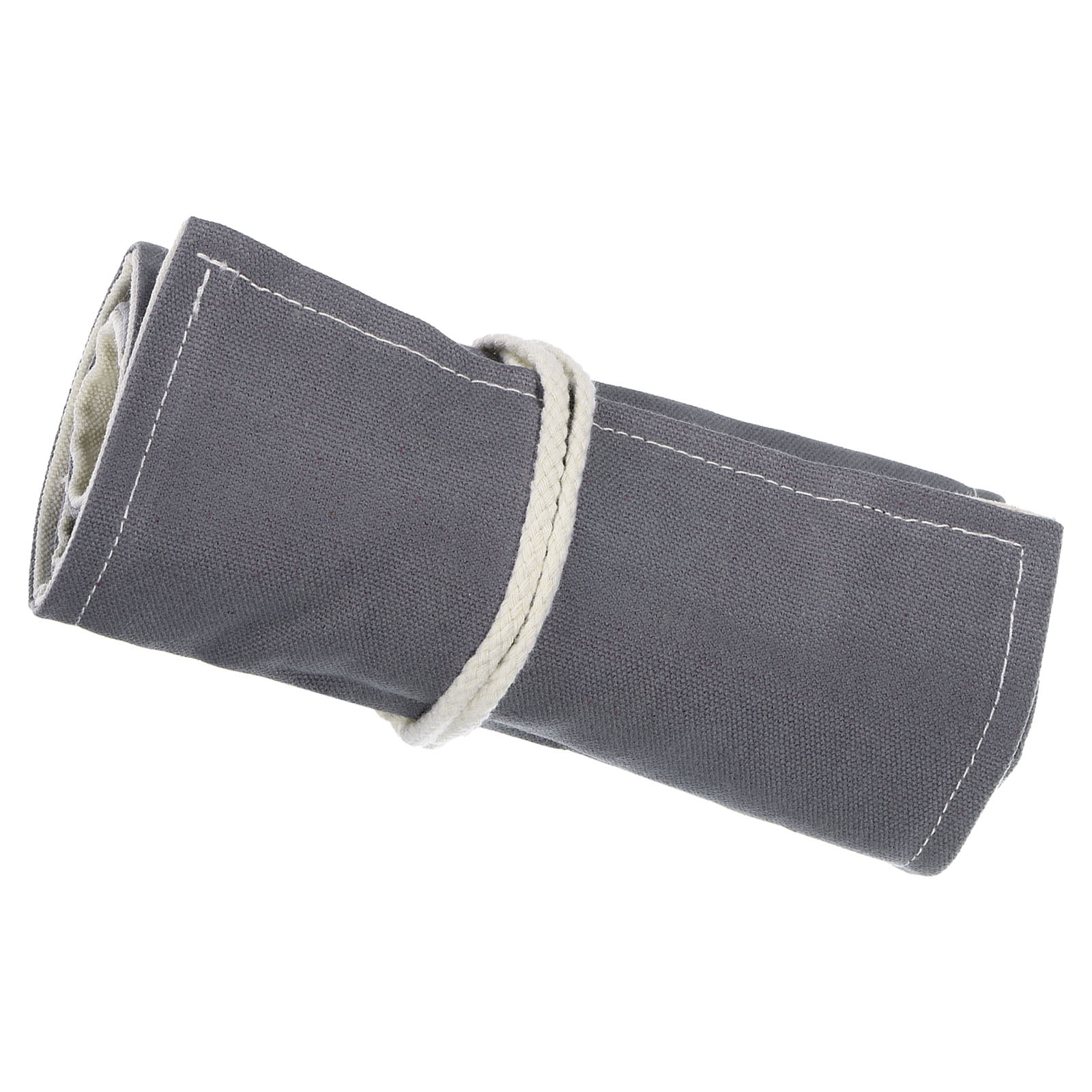 GOOHOCHY Portable Canvas Pencil Roll Wrap With Buckle Design For Pen Storage Durable And Practical 48 Holes Grey
