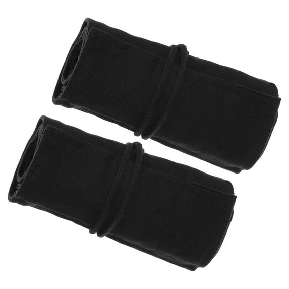 Uxcell Handmade 72 Slots Roll Up Pencil Case, 2 Pack Canvas Pencil Wrap Pouch Pen Holder Organizer Black