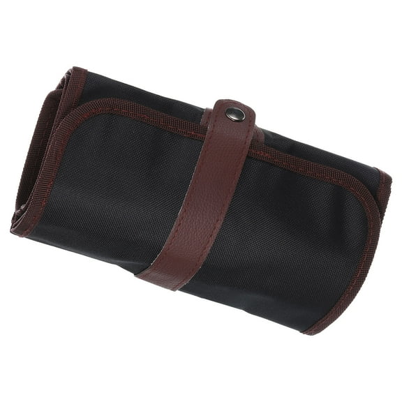 Uxcell Handmade 72 Slots Roll Up Pencil Case, Oxford Cloth Pencil Wrap Pouch Pen Holder Organizer Brown/Black