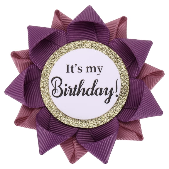 Uxcell Handmade It's My Birthday Button, 3.5 Inch Happy Birthday Pin Funny Button Badge Ribbon Pins for Party Decorations Supplies Gifts Accessories Ideas, Dark Purple/Bean Paste Color