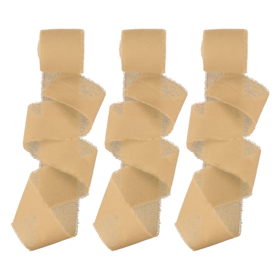 Uxcell Handmade Fringe Cotton Ribbon, Cotton Frayed Fringe Fabric Ribbons, for Flower Bouquet Gift Wrapping DIY Crafts Khaki