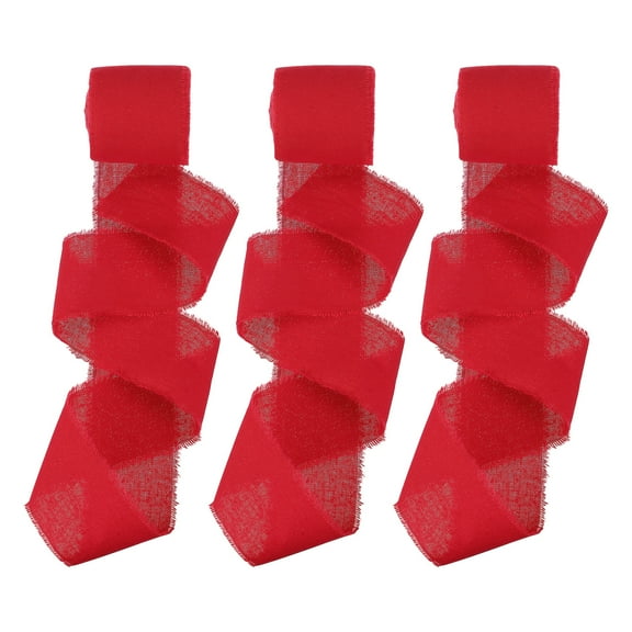 Uxcell Handmade Fringe Cotton Ribbon, Cotton Frayed Fringe Fabric Ribbons, for Flower Bouquet Gift Wrapping DIY Crafts Red