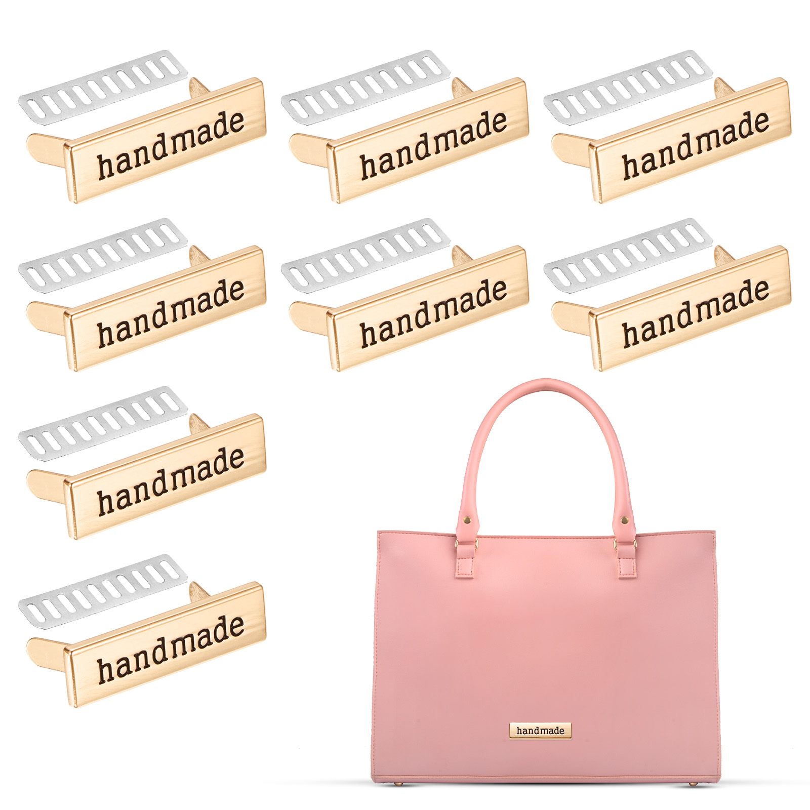 Uxcell Handmade Metal Rectangle Tags Label [8PCS] - Purse Bags Sewing ...