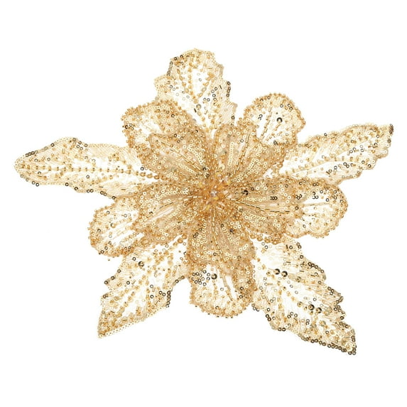 Uxcell Handmade Rhinestones Applique, Flower Lace Patches with Sequin Beads Sew on Crystal Beaded Lace Applique for Wedding Dresses DIY Clothes Craft Gold Tone