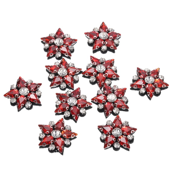 Uxcell Handmade Star Beaded Patches, 10Pcs Rhinestone Appliques Star Patches Appliques for Clothing DIY, Red