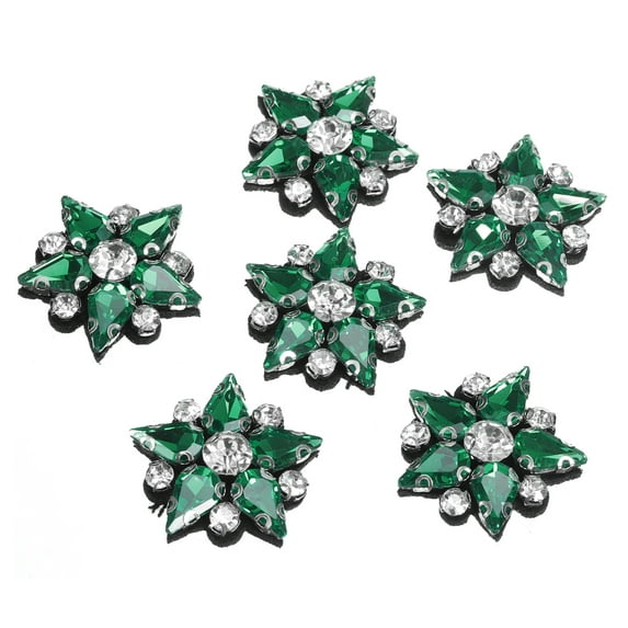 Uxcell Handmade Star Beaded Patches, 6Pcs Rhinestone Appliques Star Patches Appliques for Clothing DIY, Emerald Green