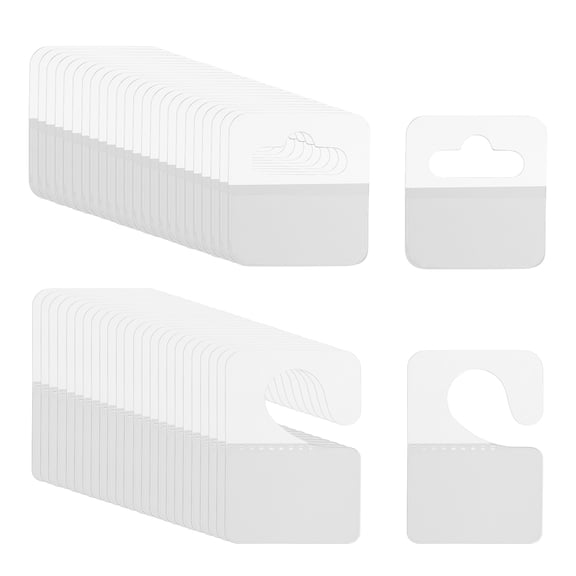 Uxcell Hang Tabs 1.4x2 / 1.5x1.6 Inch, 120 Pcs Clear Hanging Tags Self Adhesive Hanging Tabs Slot Hole Tags for Retail Stores Shops Display Slat Wall Hook Hangers, 2 Styles