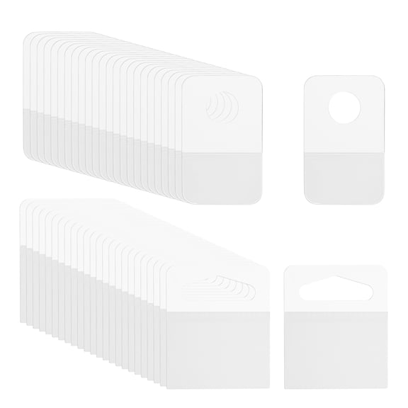Uxcell Hang Tabs 1x1.6 / 2x2.4 Inch, 120 Pcs Clear Hanging Tags Self Adhesive Hanging Tabs Slot Hole Tags for Retail Stores Shops Display Slat Wall Hook Hangers, 2 Styles
