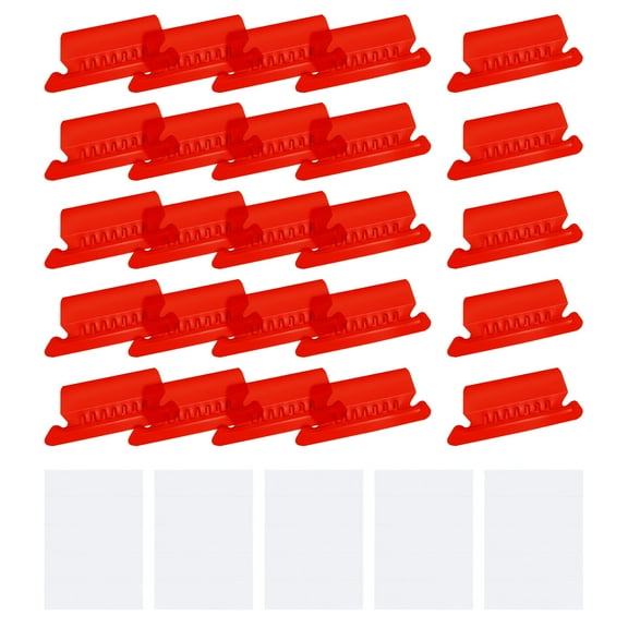 Uxcell Hanging File Folder Tabs, 2 Inch File Folder Tabs and Inserts Plastic Clear File Folder Labels Filing Tabs for Hanging File Folders, Red, 50 Pcs