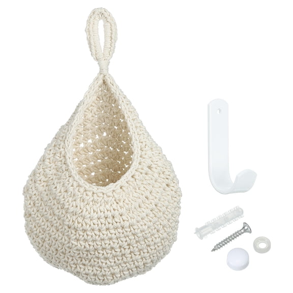 Uxcell Hanging Fruit Baskets for Kitchen, Large Size Hanging Storage Basket, Beige