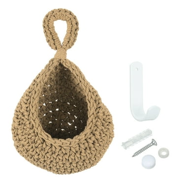 Uxcell Hanging Fruit Baskets for Kitchen, Mini Size Hanging Baskets, Brown