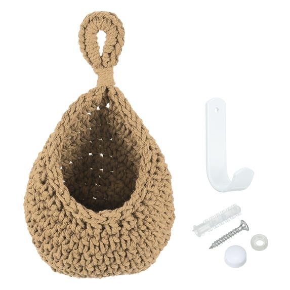 Uxcell Hanging Fruit Baskets for Kitchen, Small Size Hanging Baskets, Brown