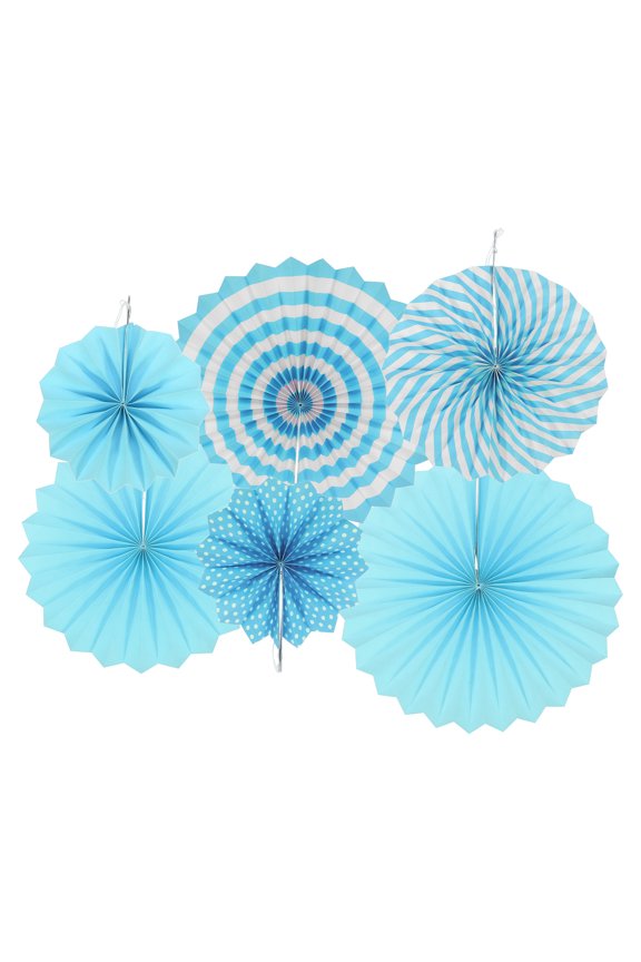 Hanging Paper Fans Party Set 12Pcs Round Pattern Hanging Paper Fans Decoration for Home,Birthday Wedding(Blue)