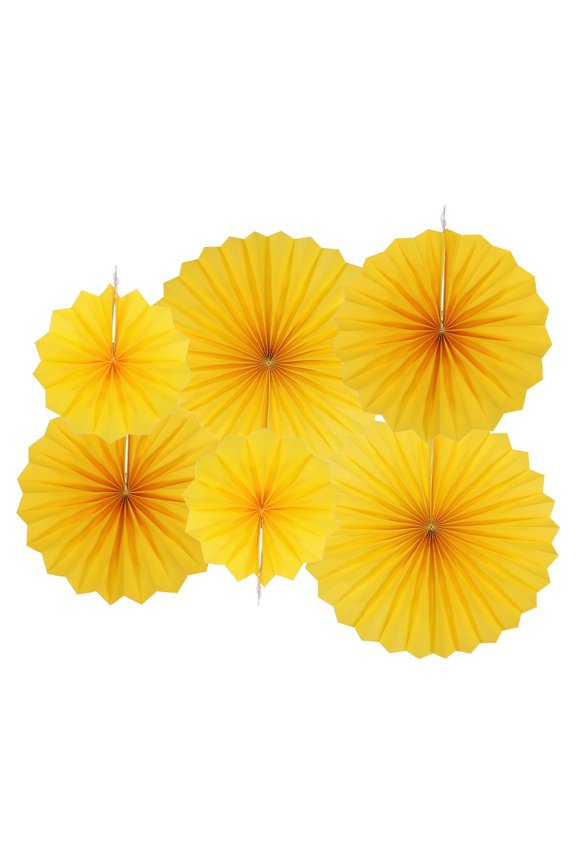 Hanging Paper Fans Party Set 12Pcs Round Pattern Hanging Paper Fans Decoration for Home Birthday Wedding(Yellow)