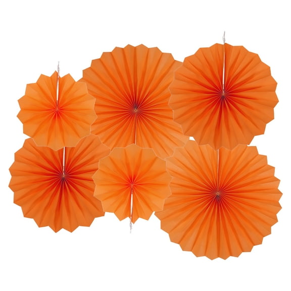 Uxcell Hanging Paper Fans Party Set 12Pcs Round Pattern Hanging Paper Fans Decoration for Home Birthday Wedding(orange)