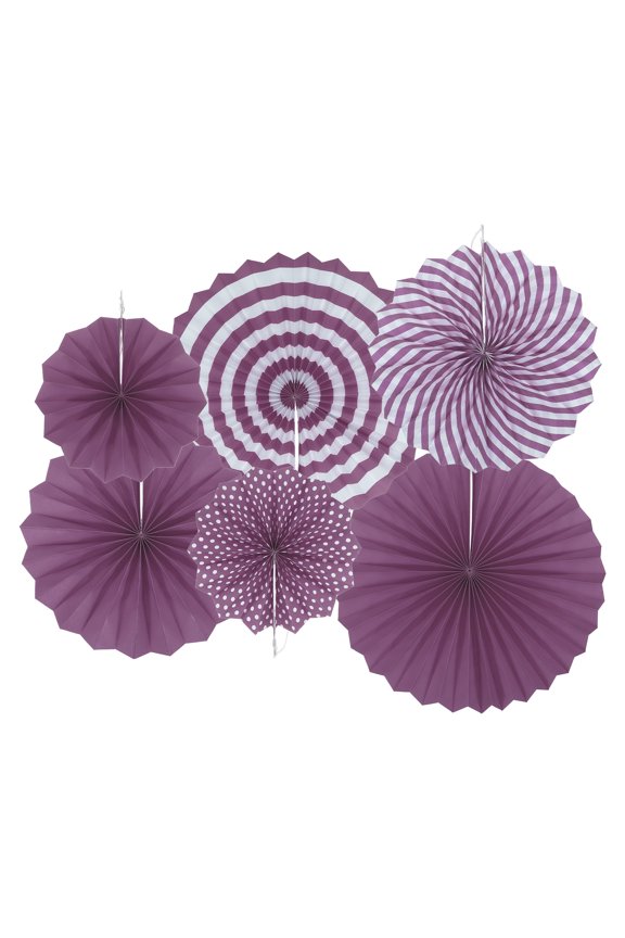 Hanging Paper Fans Party Set 6Pcs Round Pattern Hanging Paper Fans Decoration for Home Birthday Wedding(Purple)