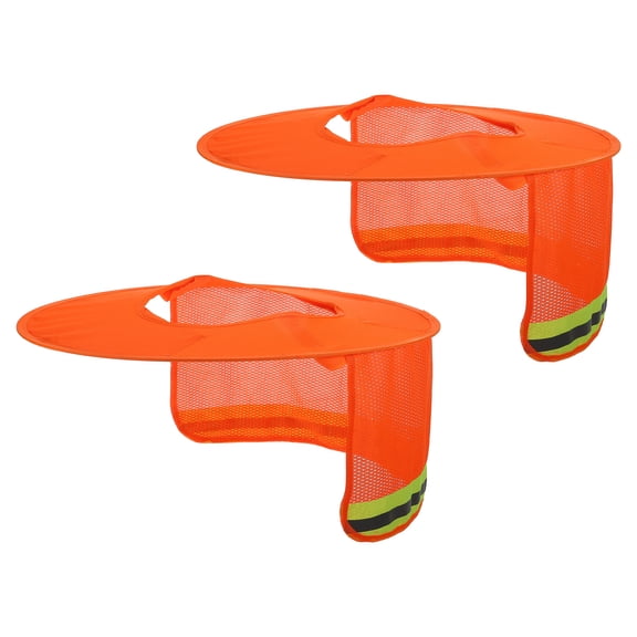 Uxcell Hard Hat Sun Neck Shield, 2 Pack Reflective Mesh Full Brim for Construction, Orange