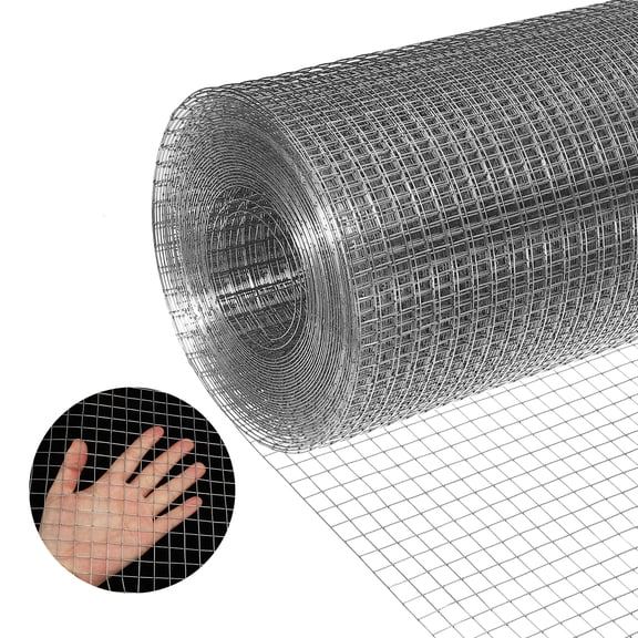 Uxcell Hardware Cloth 16" x 50' 19GA Galvanized Steel Wire Mesh 1/2" Mesh Chicken Wire Fence Poultry Netting Rabbit Fence for Garden Flower Bed Snake Rat Protection Gutter Guard DIY Crafts