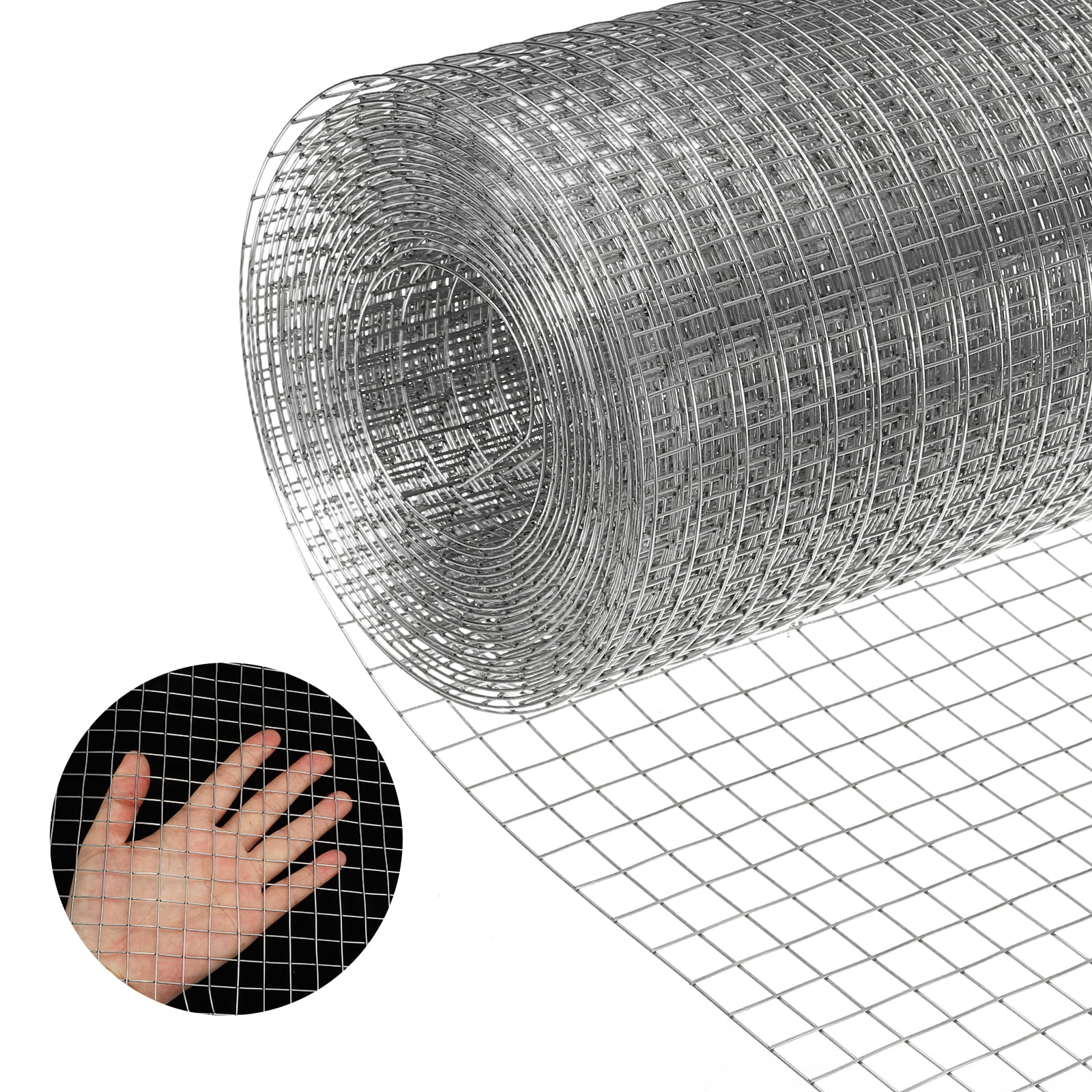 Uxcell Hardware Cloth 8" x 25' 19GA Galvanized Steel Wire Mesh 1/2" Mesh Chicken Wire Fence Poultry Netting Rabbit Fence for Garden Flower Bed Snake Rat Protection Gutter Guard DIY Crafts