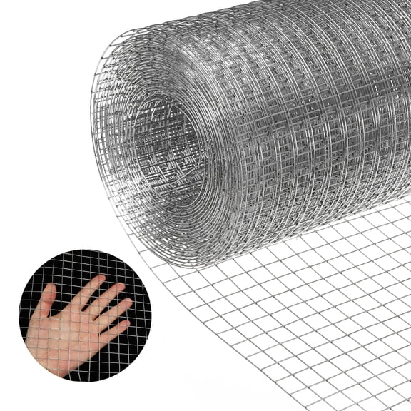 Uxcell Hardware Cloth 8" x 25' 19GA Galvanized Steel Wire Mesh 1/2" Mesh Chicken Wire Fence Poultry Netting Rabbit Fence for Garden Flower Bed Snake Rat Protection Gutter Guard DIY Crafts