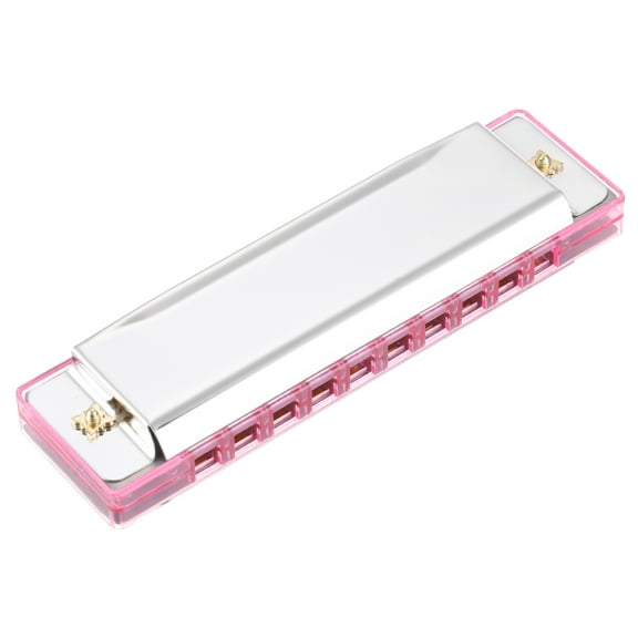 Uxcell Harmonica 10 Holes 20 Tone C Key Harmonica Mouth Musical Instruments Toy for Adults Beginner Educational (Pink Silver)