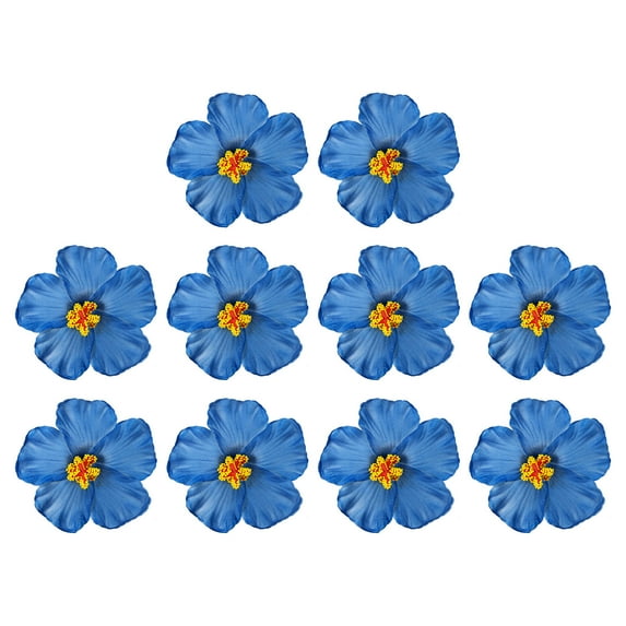 Uxcell Hawaiian Hibiscus Flowers Artificial Flowers Hair Clip DIY Foam Hibiscus Flower Blue 10 Pack