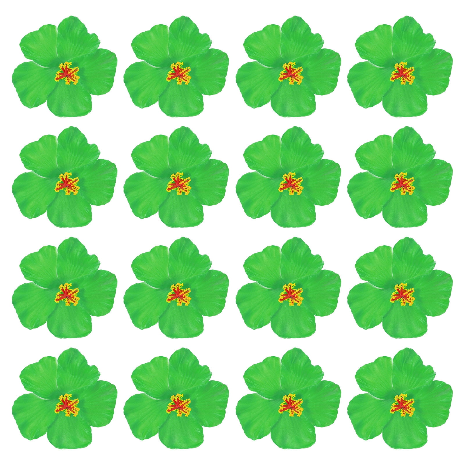 Uxcell Hawaiian Hibiscus Flowers Artificial Flowers Hair Clip DIY Foam Hibiscus Flower Green 16 Pack