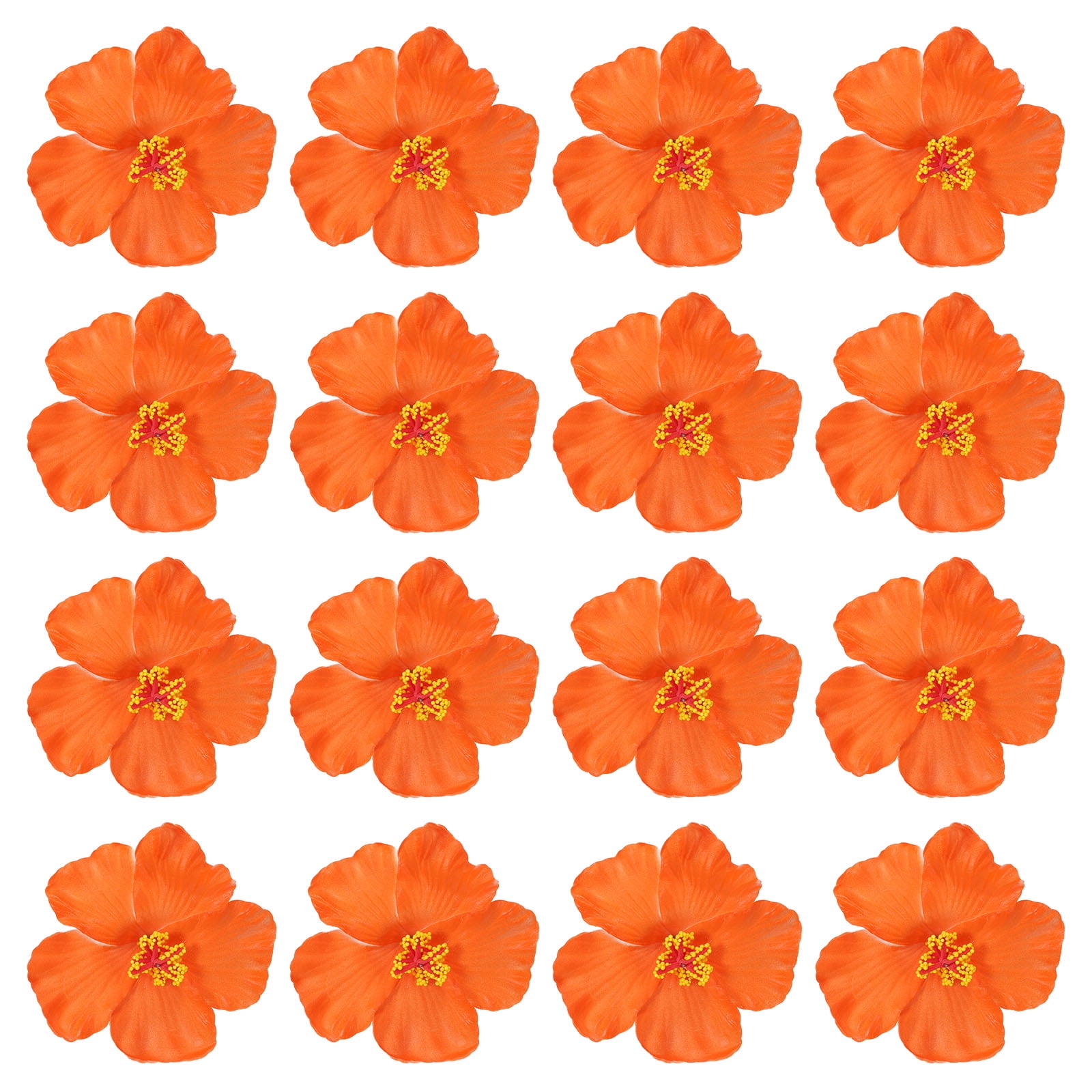 Uxcell Hawaiian Hibiscus Flowers Artificial Flowers Hair Clip DIY Foam Hibiscus Flower Orange 16 Pack