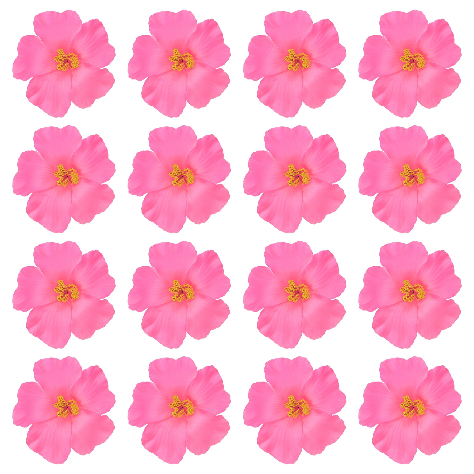 Uxcell Hawaiian Hibiscus Flowers Artificial Flowers Hair Clip DIY Foam Hibiscus Flower Pink 16 Pack