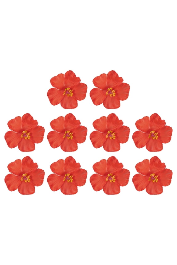 Hawaiian Hibiscus Flowers Artificial Flowers Hair Clip DIY Foam Hibiscus Flower Red 10 Pack